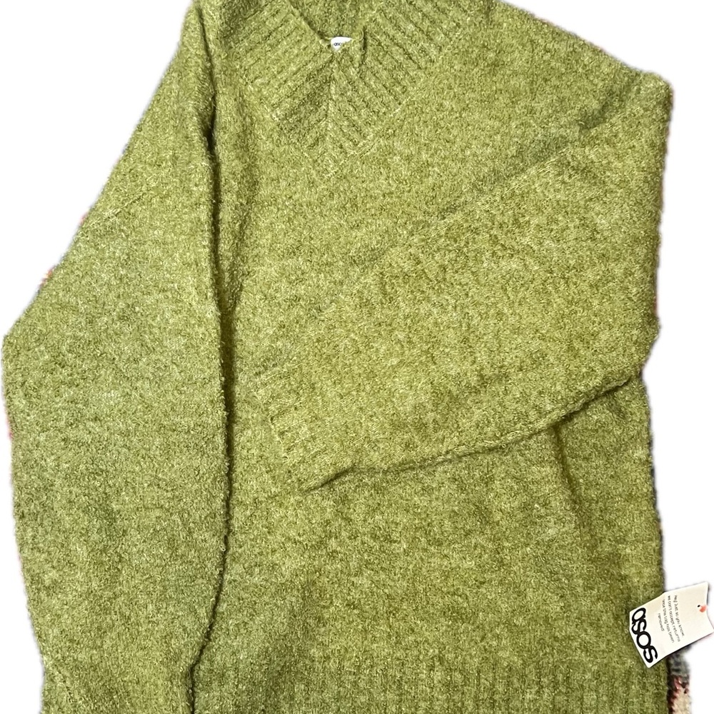 ASOS women’s Moss Green V-Neck Knit Sweater